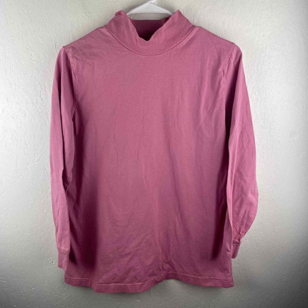 Vintage Only Necessities Pink 100% Cotton Mock Neck Long Sleeve Shirt Size M - Picture 9 of 9